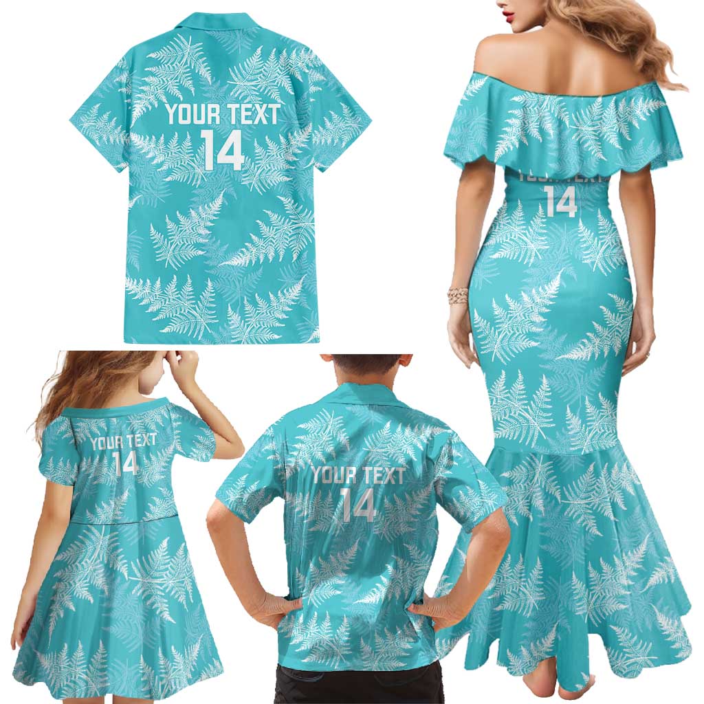 New Zealand Silver Fern Rugby Custom Family Matching Mermaid Dress and Hawaiian Shirt Go Aotearoa Champions Turquoise Version LT14 - Polynesian Pride