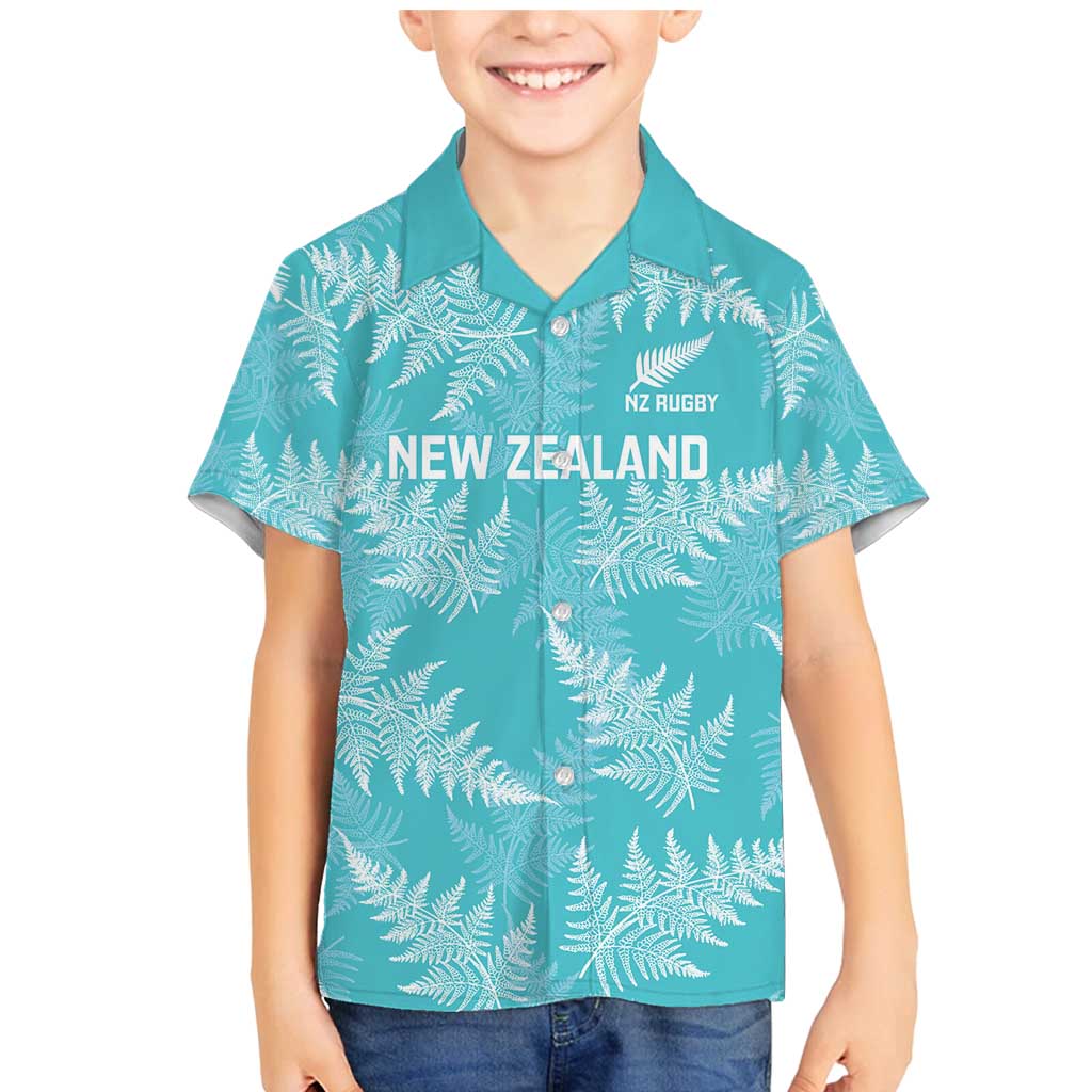 New Zealand Silver Fern Rugby Custom Family Matching Mermaid Dress and Hawaiian Shirt Go Aotearoa Champions Turquoise Version LT14 Son's Shirt Turquoise - Polynesian Pride