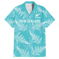 New Zealand Silver Fern Rugby Custom Family Matching Off The Shoulder Long Sleeve Dress and Hawaiian Shirt Go Aotearoa Champions Turquoise Version - Polynesian Pride