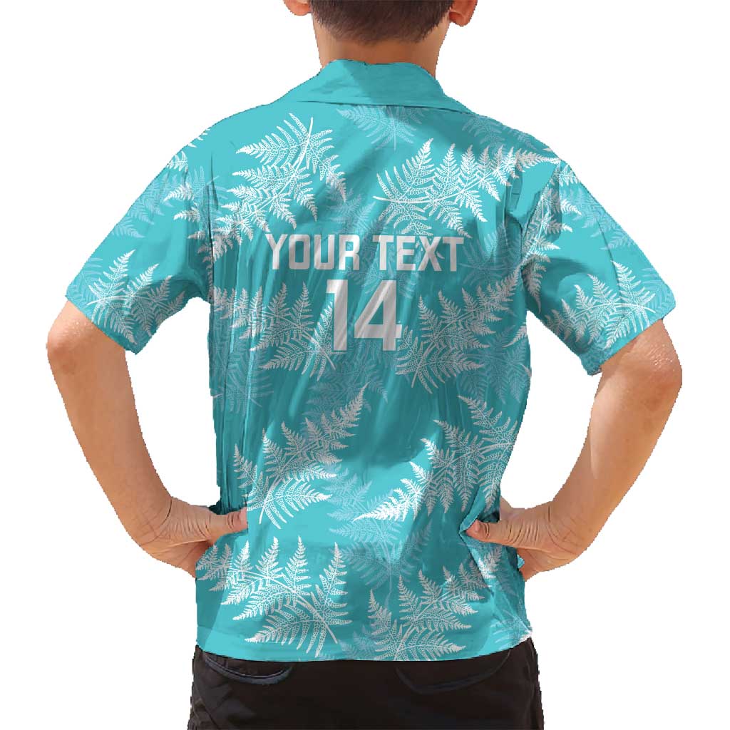New Zealand Silver Fern Rugby Custom Family Matching Off Shoulder Short Dress and Hawaiian Shirt Go Aotearoa Champions Turquoise Version LT14 - Polynesian Pride