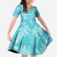New Zealand Silver Fern Rugby Custom Family Matching Summer Maxi Dress and Hawaiian Shirt Go Aotearoa Champions Turquoise Version LT14 Daughter's Dress Turquoise - Polynesian Pride