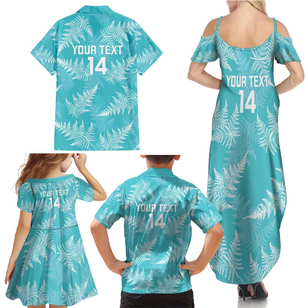 New Zealand Silver Fern Rugby Custom Family Matching Summer Maxi Dress and Hawaiian Shirt Go Aotearoa Champions Turquoise Version LT14 - Polynesian Pride