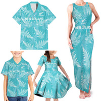 New Zealand Silver Fern Rugby Custom Family Matching Tank Maxi Dress and Hawaiian Shirt Go Aotearoa Champions Turquoise Version LT14 - Polynesian Pride
