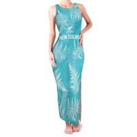 New Zealand Silver Fern Rugby Custom Family Matching Tank Maxi Dress and Hawaiian Shirt Go Aotearoa Champions Turquoise Version LT14 Mom's Dress Turquoise - Polynesian Pride