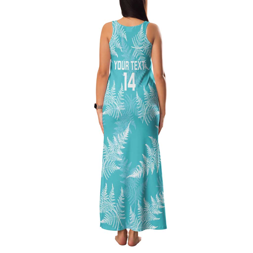 New Zealand Silver Fern Rugby Custom Family Matching Tank Maxi Dress and Hawaiian Shirt Go Aotearoa Champions Turquoise Version LT14 - Polynesian Pride
