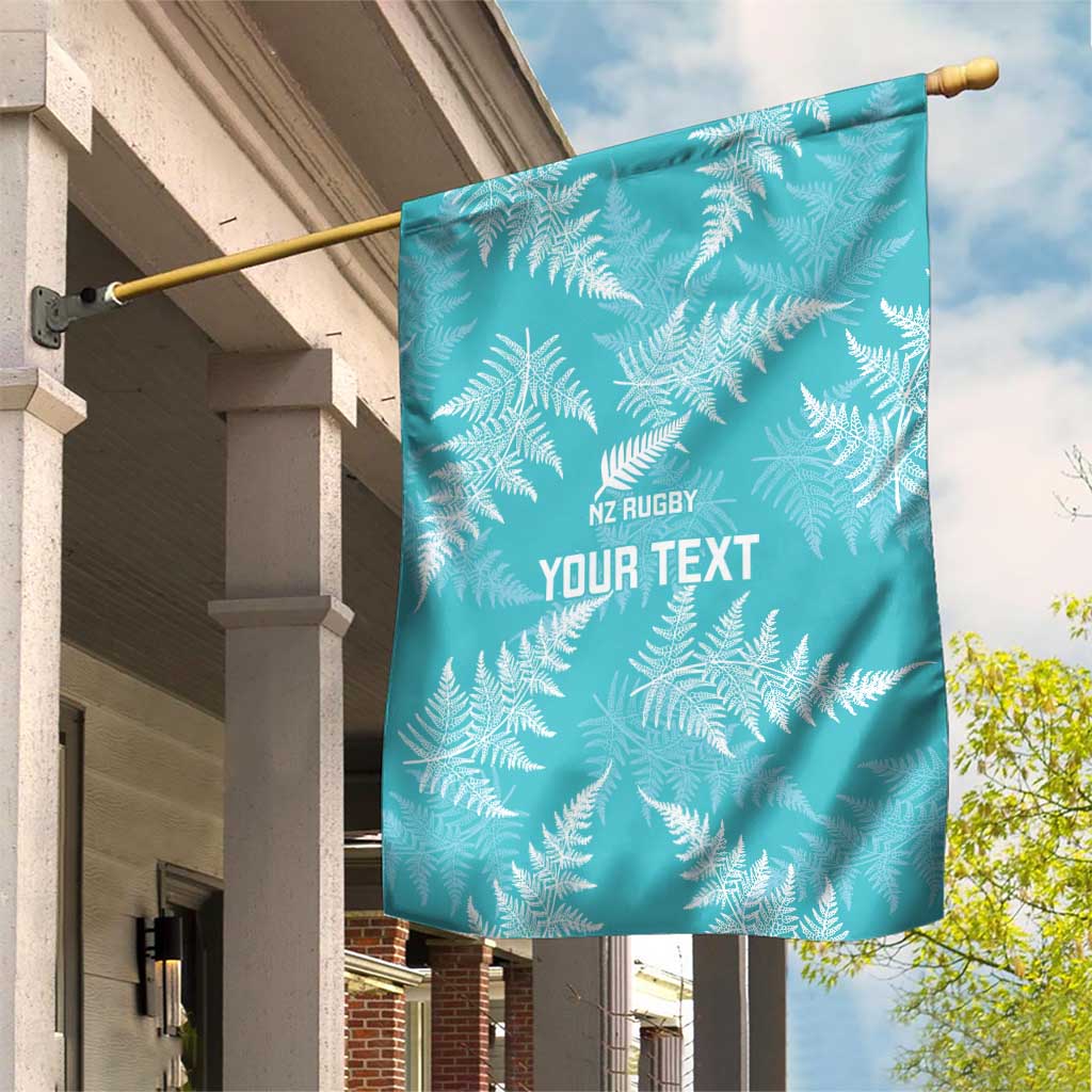 New Zealand Silver Fern Rugby Custom Garden Flag Go Aotearoa Champions Turquoise Version - Polynesian Pride