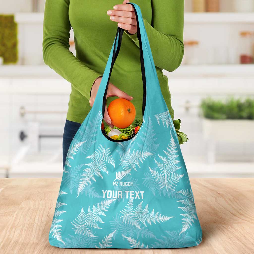 New Zealand Silver Fern Rugby Custom Grocery Bag Go Aotearoa Champions Turquoise Version - Polynesian Pride