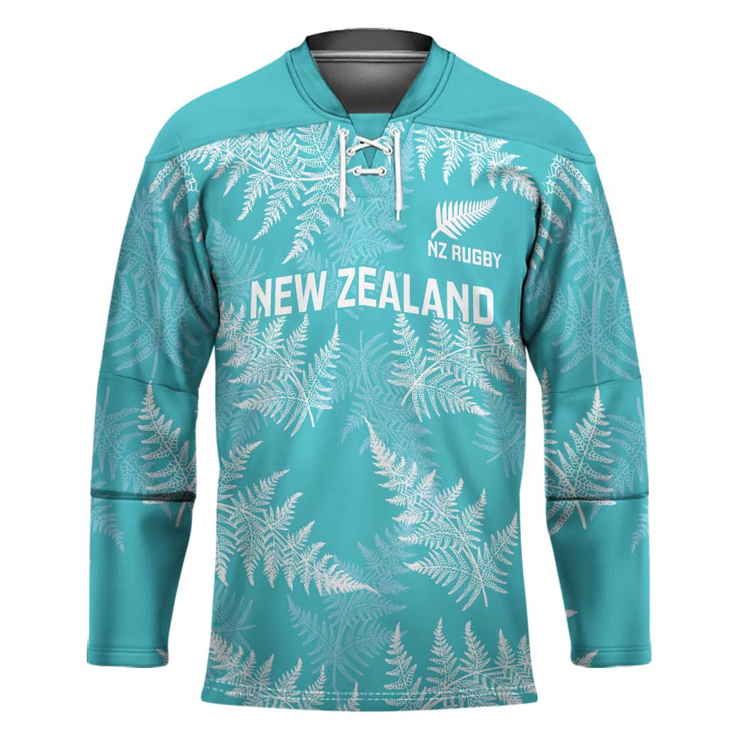 New Zealand Silver Fern Rugby Custom Hockey Jersey Go Aotearoa Champions Turquoise Version - Polynesian Pride