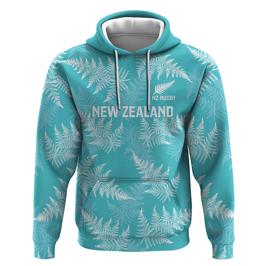 New Zealand Silver Fern Rugby Custom Hoodie Go Aotearoa Champions Turquoise Version - Polynesian Pride