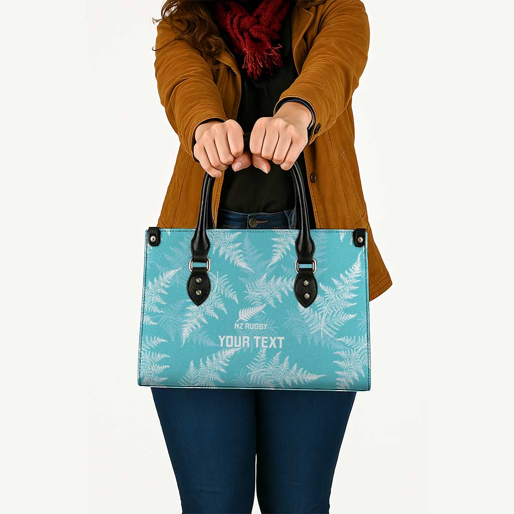 New Zealand Silver Fern Rugby Custom Leather Bag Go Aotearoa Champions Turquoise Version LT14 Turquoise - Polynesian Pride