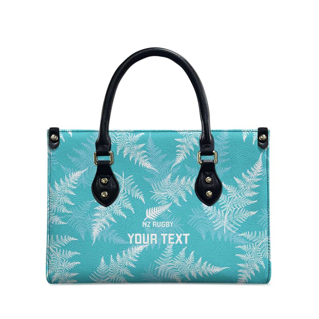 New Zealand Silver Fern Rugby Custom Leather Bag Go Aotearoa Champions Turquoise Version LT14 - Polynesian Pride