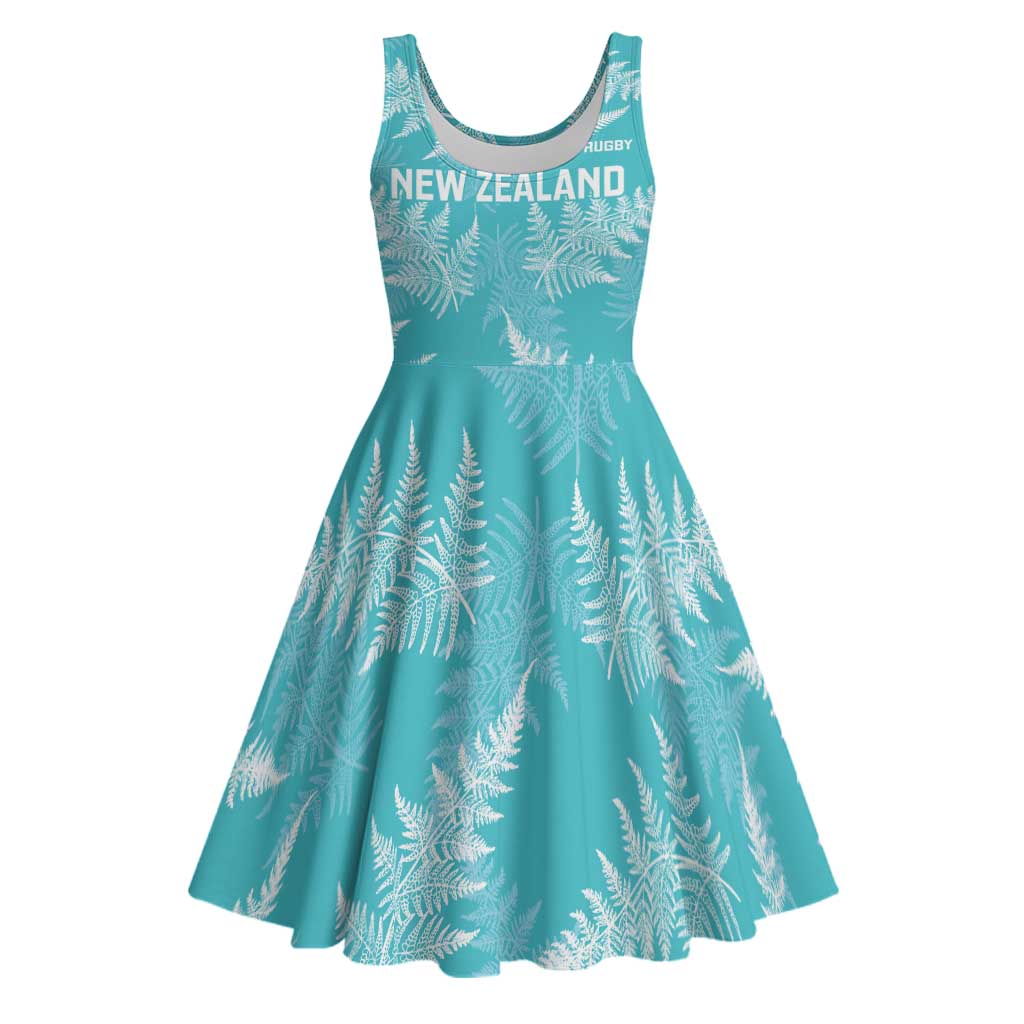 New Zealand Silver Fern Rugby Custom Midi Dress Go Aotearoa Champions Turquoise Version - Polynesian Pride