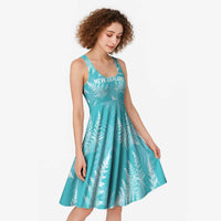 New Zealand Silver Fern Rugby Custom Midi Dress Go Aotearoa Champions Turquoise Version - Polynesian Pride