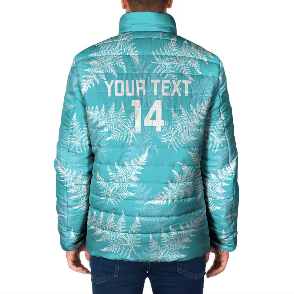 New Zealand Silver Fern Rugby Custom Padded Jacket Go Aotearoa Champions Turquoise Version - Polynesian Pride