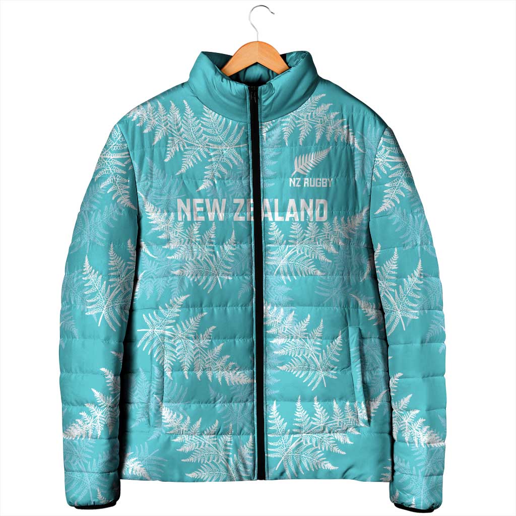New Zealand Silver Fern Rugby Custom Padded Jacket Go Aotearoa Champions Turquoise Version - Polynesian Pride
