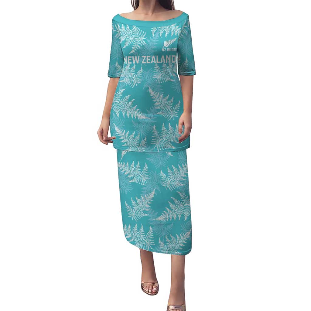 New Zealand Silver Fern Rugby Custom Puletasi Go Aotearoa Champions Turquoise Version - Polynesian Pride