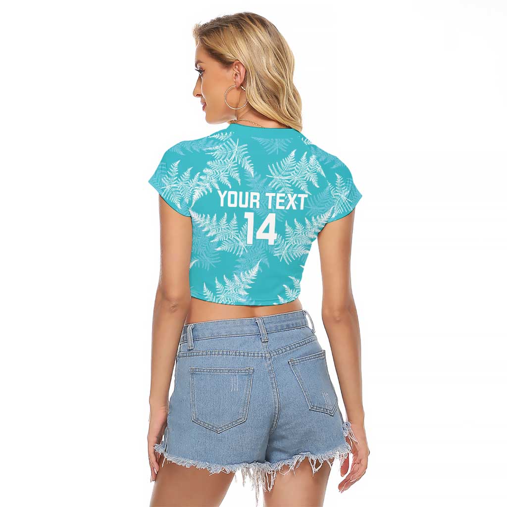 New Zealand Silver Fern Rugby Custom Raglan Cropped T Shirt Go Aotearoa Champions Turquoise Version - Polynesian Pride
