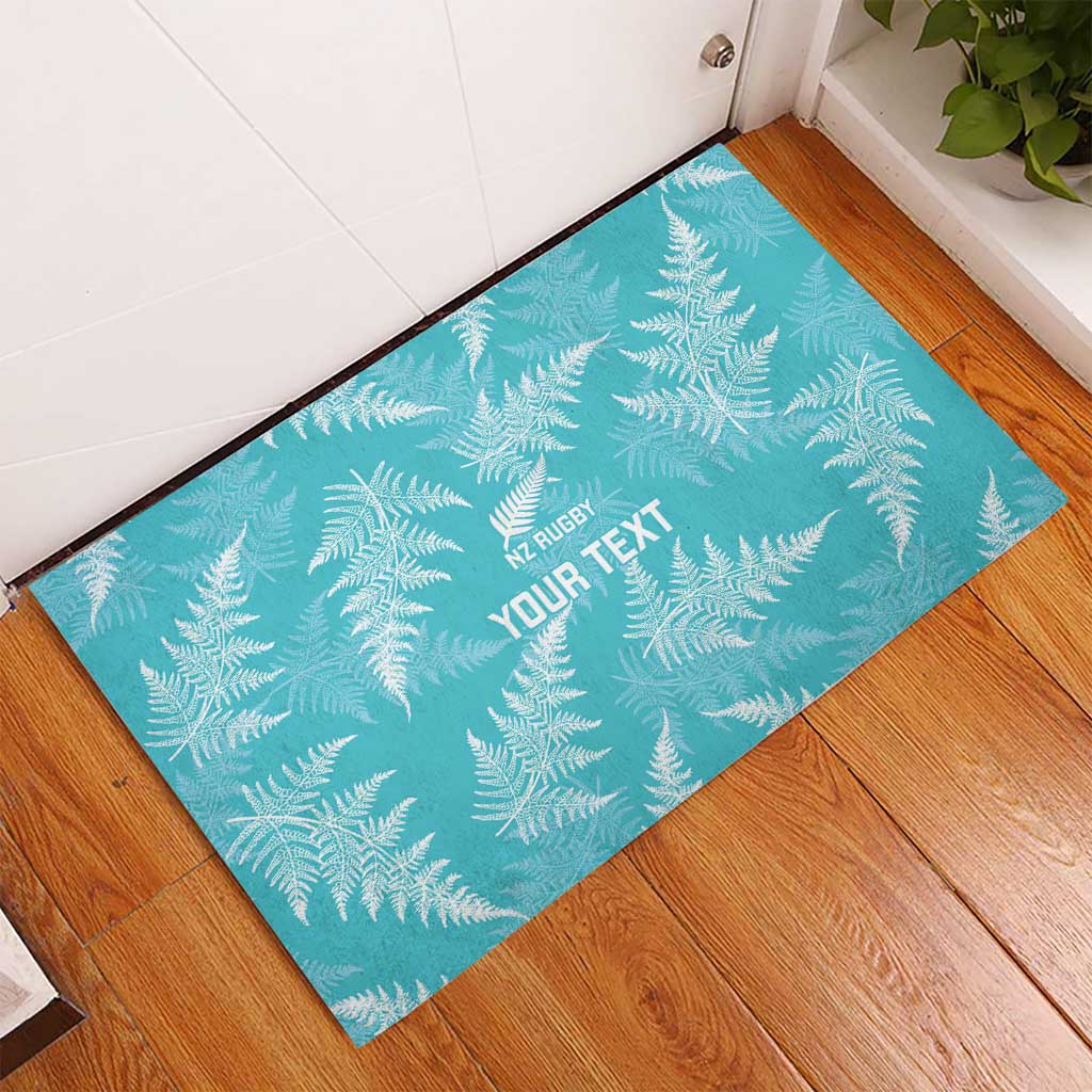New Zealand Silver Fern Rugby Custom Rubber Doormat Go Aotearoa Champions Turquoise Version - Polynesian Pride