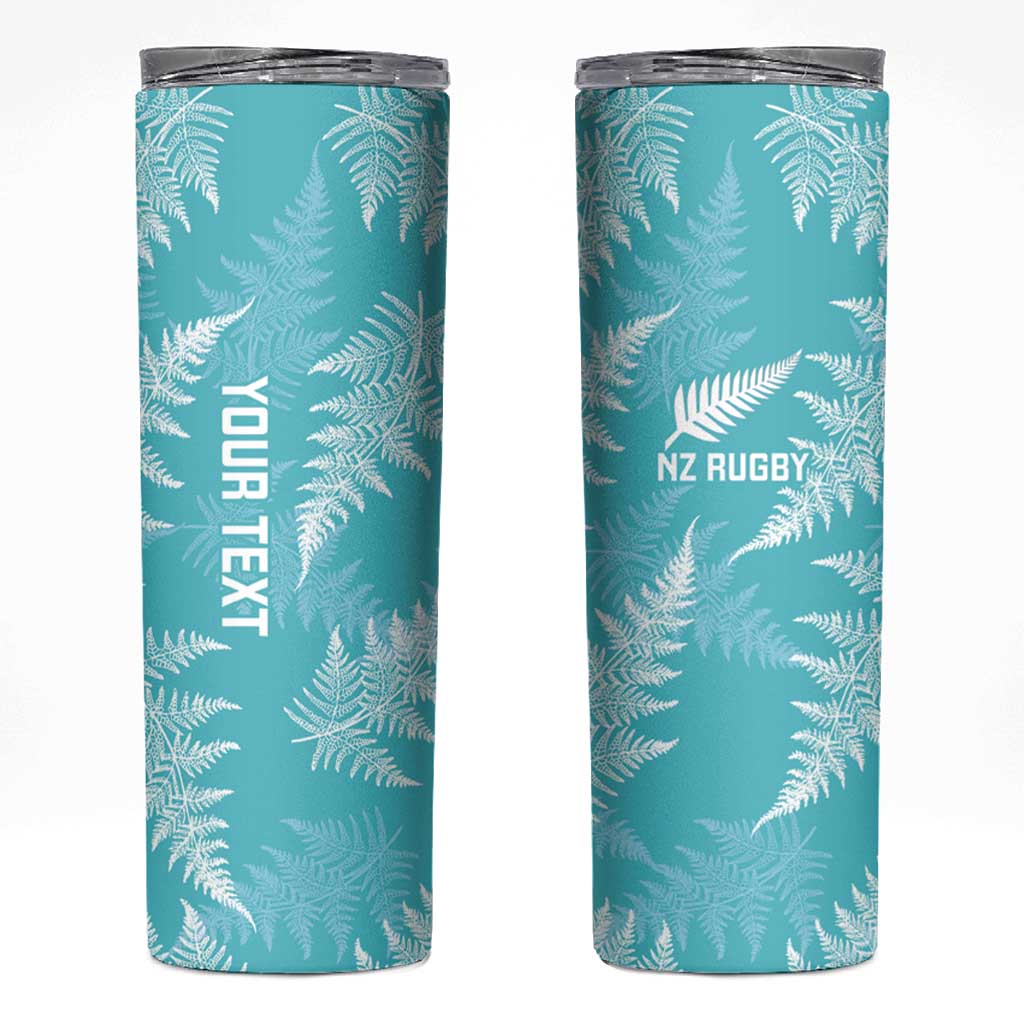 New Zealand Silver Fern Rugby Custom Skinny Tumbler Go Aotearoa Champions Turquoise Version - Polynesian Pride