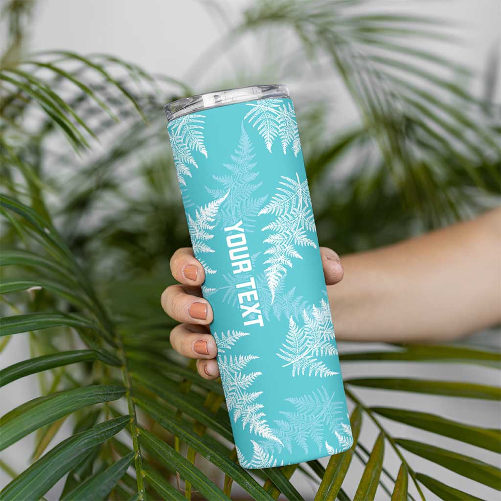 New Zealand Silver Fern Rugby Custom Skinny Tumbler Go Aotearoa Champions Turquoise Version LT14 - Polynesian Pride
