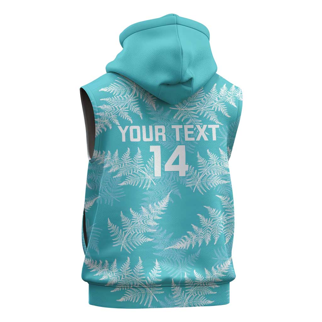 New Zealand Silver Fern Rugby Custom Sleeveless Hoodie Go Aotearoa Champions Turquoise Version - Polynesian Pride
