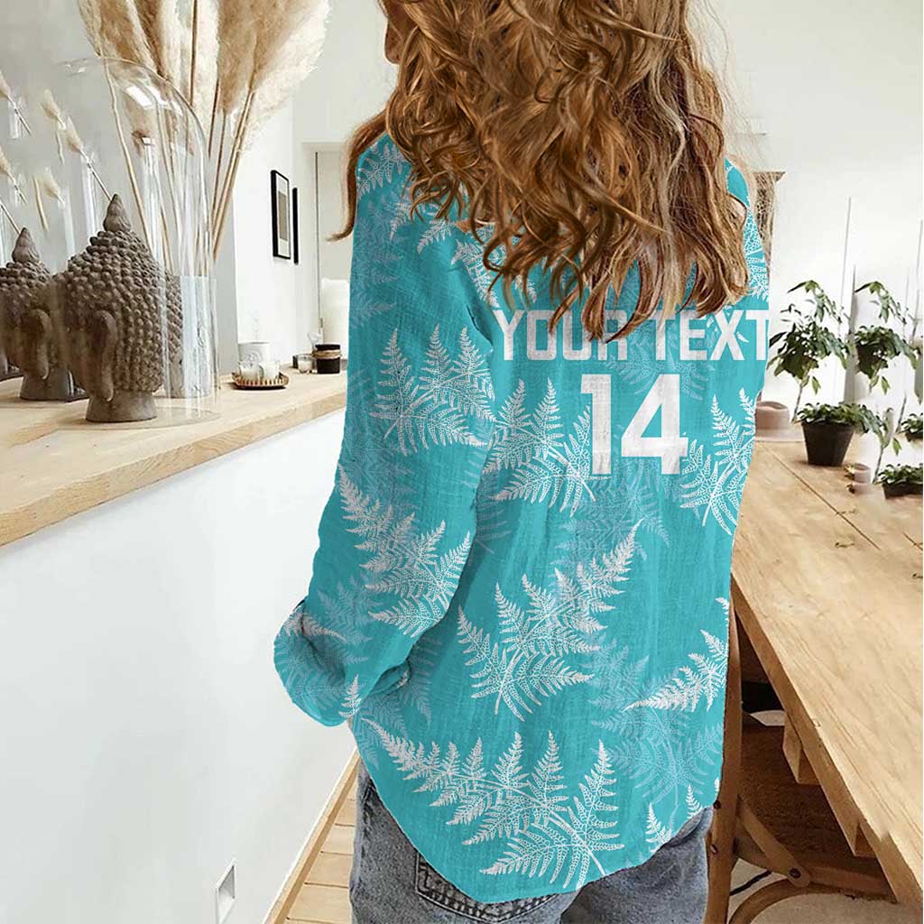 New Zealand Silver Fern Rugby Custom Women Casual Shirt Go Aotearoa Champions Turquoise Version LT14 - Polynesian Pride