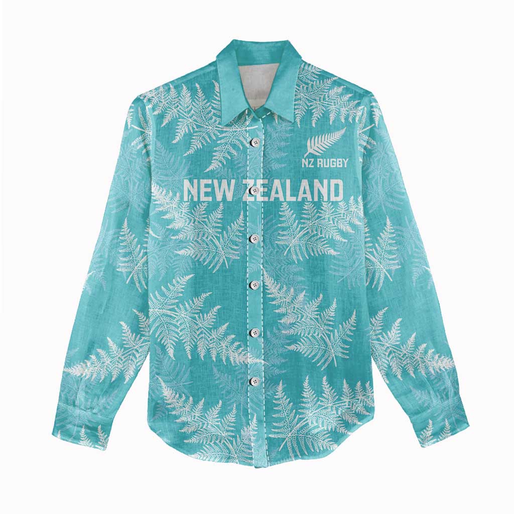 New Zealand Silver Fern Rugby Custom Women Casual Shirt Go Aotearoa Champions Turquoise Version LT14 - Polynesian Pride