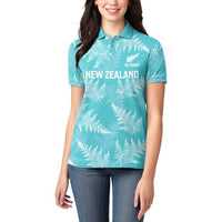 New Zealand Silver Fern Rugby Custom Women Polo Shirt Go Aotearoa Champions Turquoise Version LT14 - Polynesian Pride