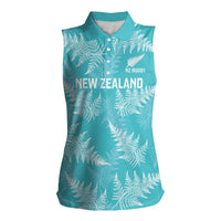 New Zealand Silver Fern Rugby Custom Women Sleeveless Polo Shirt Go Aotearoa Champions Turquoise Version LT14 Female Turquoise - Polynesian Pride