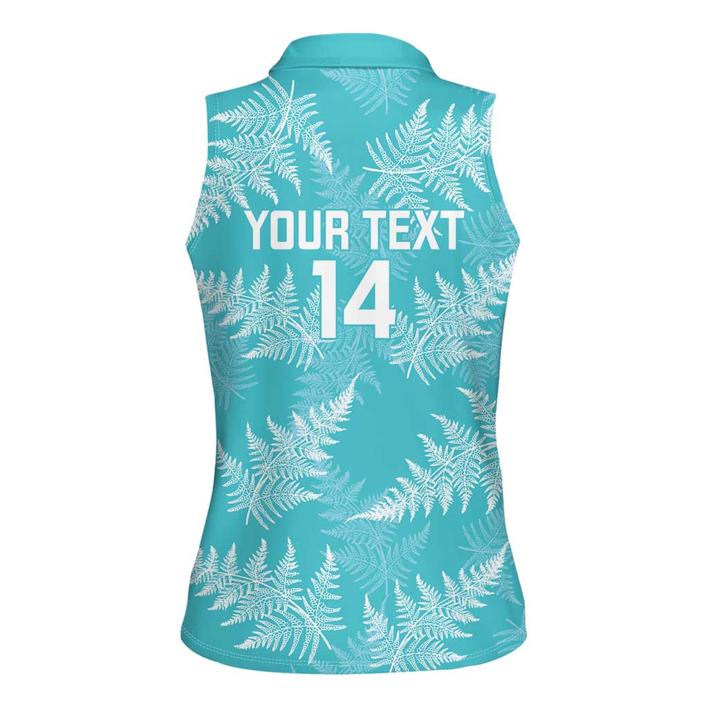 New Zealand Silver Fern Rugby Custom Women Sleeveless Polo Shirt Go Aotearoa Champions Turquoise Version LT14 - Polynesian Pride