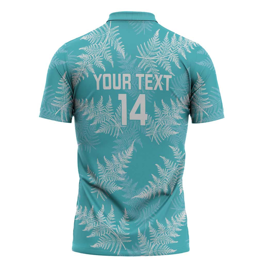 New Zealand Silver Fern Rugby Custom Zipper Polo Shirt Go Aotearoa Champions Turquoise Version - Polynesian Pride
