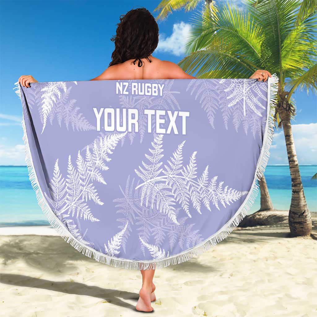 New Zealand Silver Fern Rugby Custom Beach Blanket Go Aotearoa Champions Purple Version - Polynesian Pride