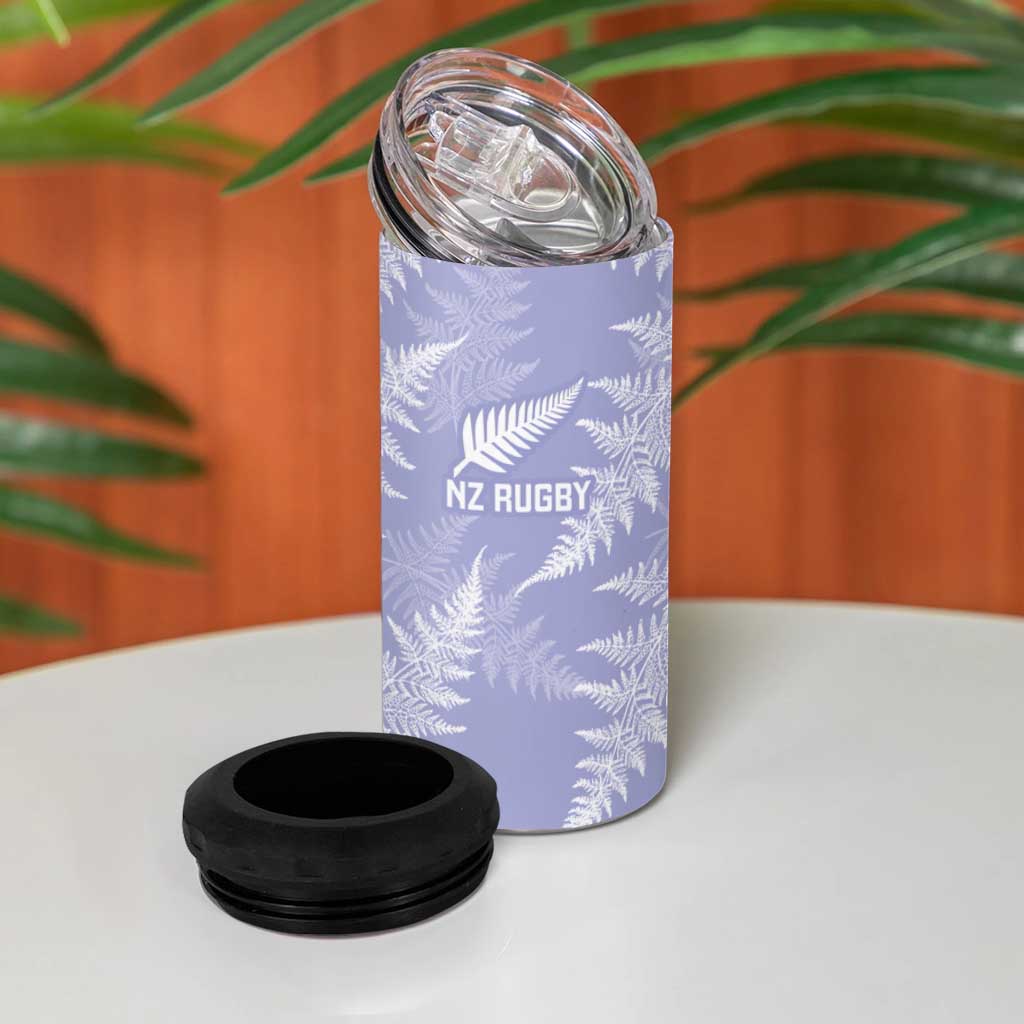 New Zealand Silver Fern Rugby Custom 4 in 1 Can Cooler Tumbler Go Aotearoa Champions Purple Version LT14 - Polynesian Pride