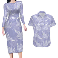 New Zealand Silver Fern Rugby Custom Couples Matching Long Sleeve Bodycon Dress and Hawaiian Shirt Go Aotearoa Champions Purple Version - Polynesian Pride
