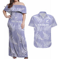 New Zealand Silver Fern Rugby Custom Couples Matching Off Shoulder Maxi Dress and Hawaiian Shirt Go Aotearoa Champions Purple Version LT14 Purple - Polynesian Pride