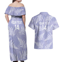New Zealand Silver Fern Rugby Custom Couples Matching Off Shoulder Maxi Dress and Hawaiian Shirt Go Aotearoa Champions Purple Version LT14 - Polynesian Pride
