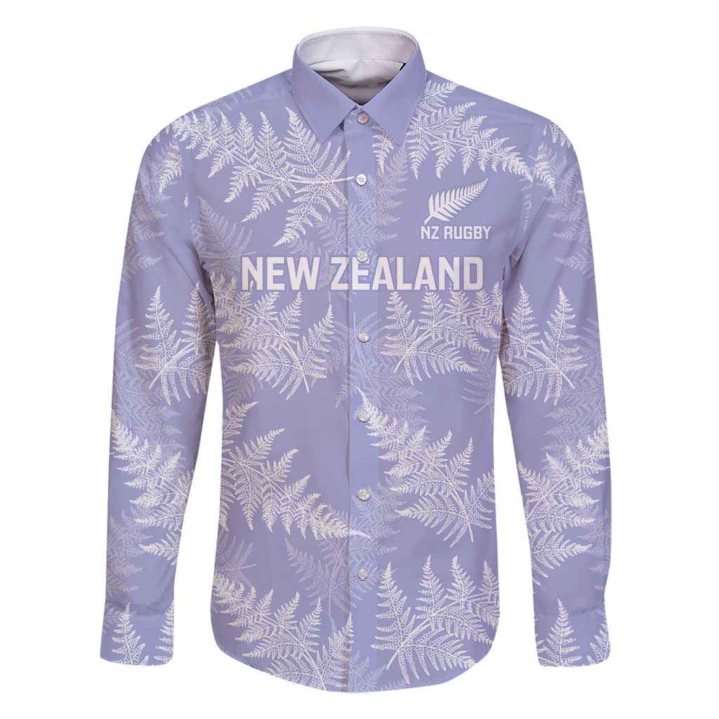 New Zealand Silver Fern Rugby Custom Family Matching Mermaid Dress and Hawaiian Shirt Go Aotearoa Champions Purple Version LT14 Dad's Shirt - Long Sleeve Purple - Polynesian Pride