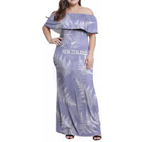 New Zealand Silver Fern Rugby Custom Family Matching Off Shoulder Maxi Dress and Hawaiian Shirt Go Aotearoa Champions Purple Version LT14 Mom's Dress Purple - Polynesian Pride
