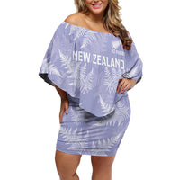 New Zealand Silver Fern Rugby Custom Family Matching Off Shoulder Short Dress and Hawaiian Shirt Go Aotearoa Champions Purple Version LT14 Mom's Dress Purple - Polynesian Pride