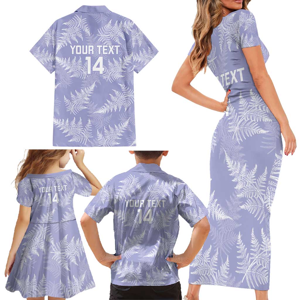 New Zealand Silver Fern Rugby Custom Family Matching Short Sleeve Bodycon Dress and Hawaiian Shirt Go Aotearoa Champions Purple Version LT14 - Polynesian Pride