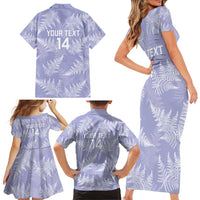 New Zealand Silver Fern Rugby Custom Family Matching Short Sleeve Bodycon Dress and Hawaiian Shirt Go Aotearoa Champions Purple Version LT14 - Polynesian Pride