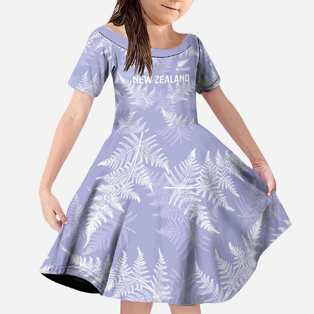 New Zealand Silver Fern Rugby Custom Family Matching Summer Maxi Dress and Hawaiian Shirt Go Aotearoa Champions Purple Version LT14 Daughter's Dress Purple - Polynesian Pride
