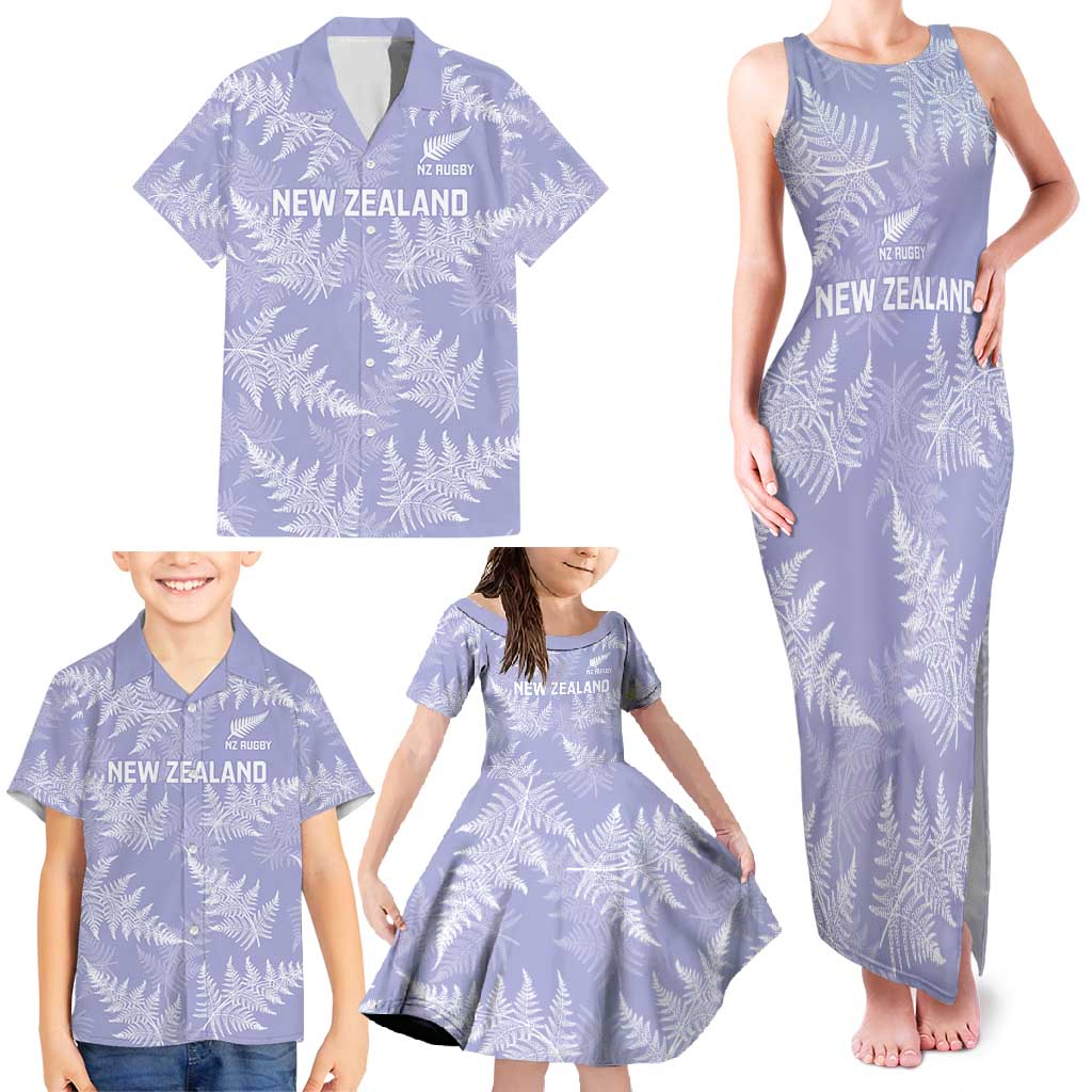 New Zealand Silver Fern Rugby Custom Family Matching Tank Maxi Dress and Hawaiian Shirt Go Aotearoa Champions Purple Version LT14 - Polynesian Pride