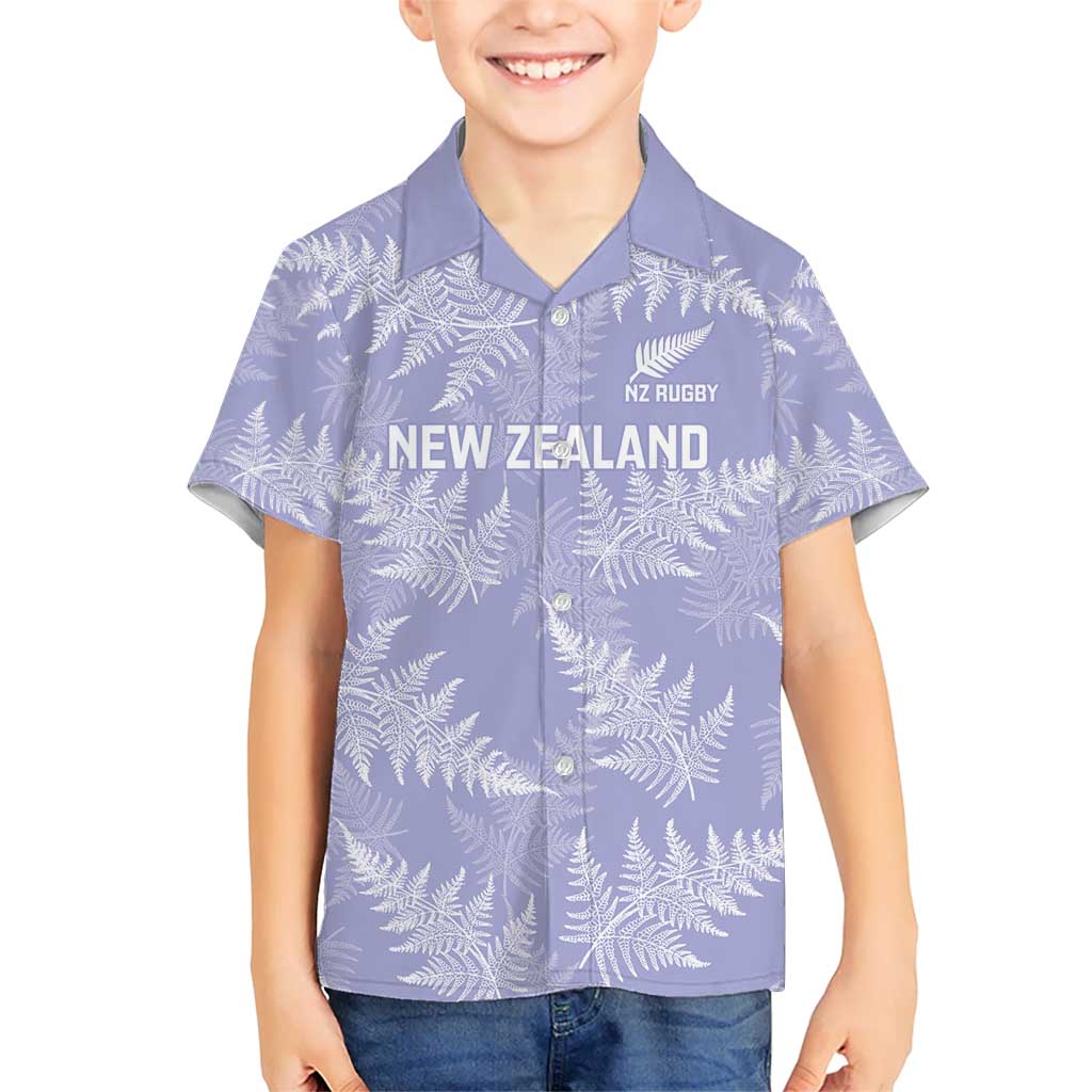 New Zealand Silver Fern Rugby Custom Kid Hawaiian Shirt Go Aotearoa Champions Purple Version - Polynesian Pride