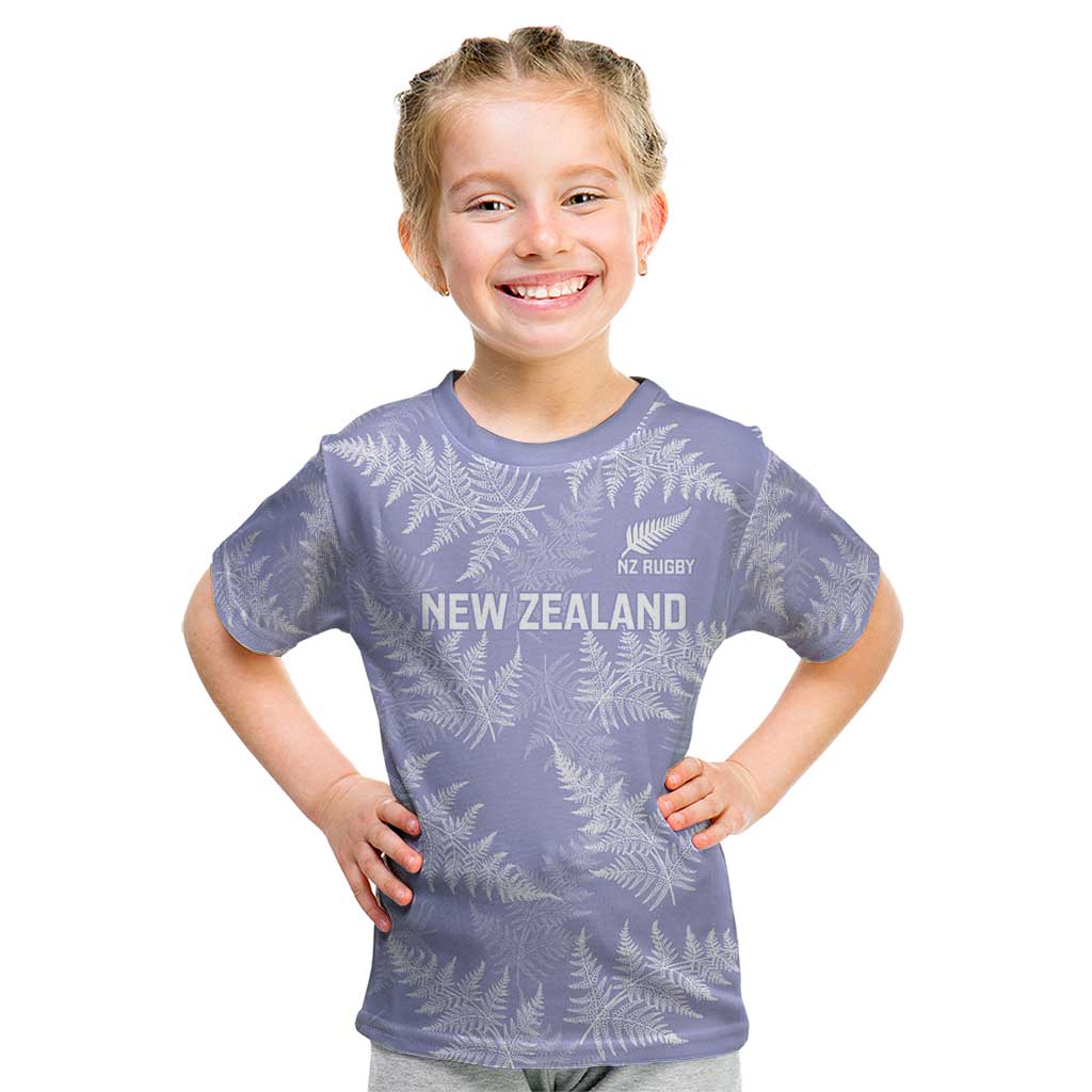 New Zealand Silver Fern Rugby Custom Kid T Shirt Go Aotearoa Champions Purple Version - Polynesian Pride