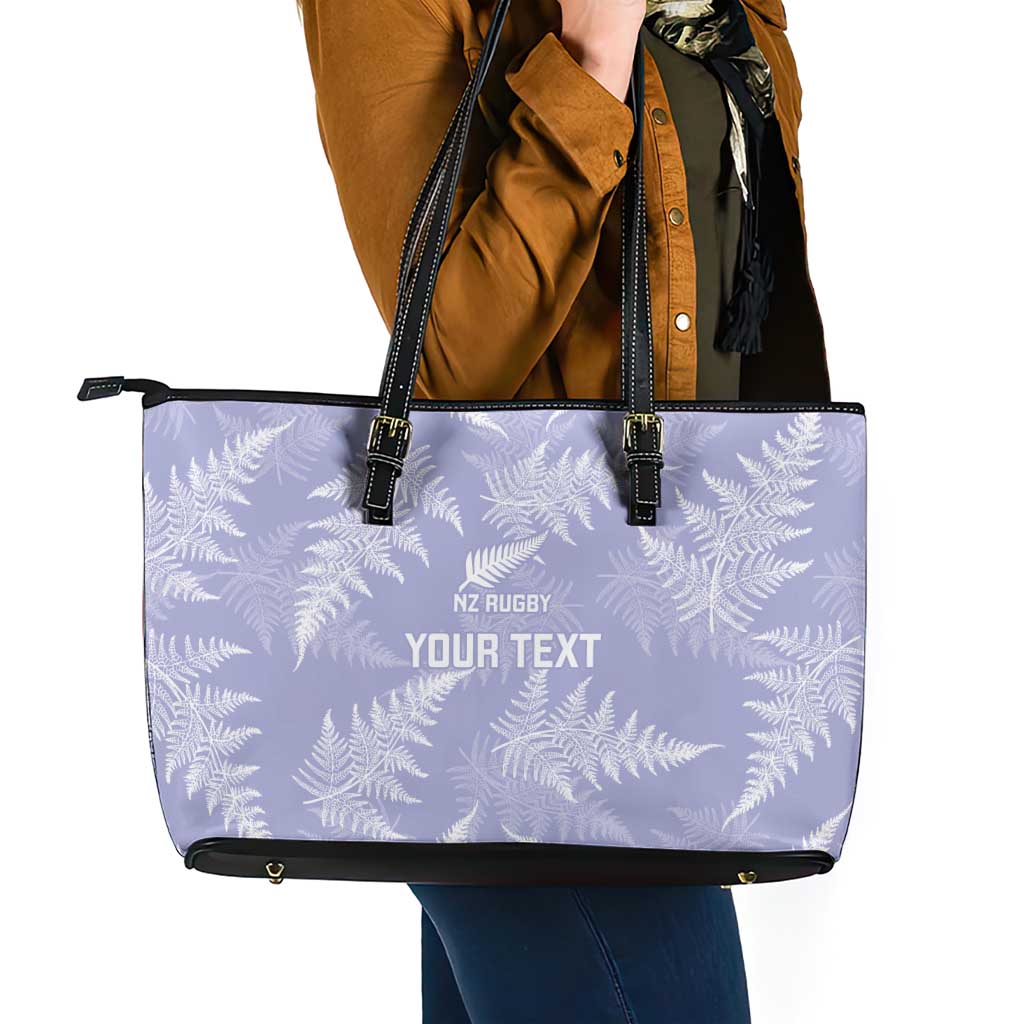 New Zealand Silver Fern Rugby Custom Leather Tote Bag Go Aotearoa Champions Purple Version - Polynesian Pride