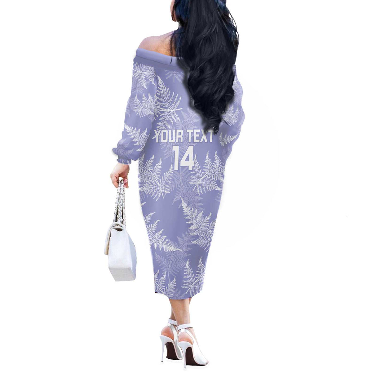 New Zealand Silver Fern Rugby Custom Off The Shoulder Long Sleeve Dress Go Aotearoa Champions Purple Version LT14 - Polynesian Pride