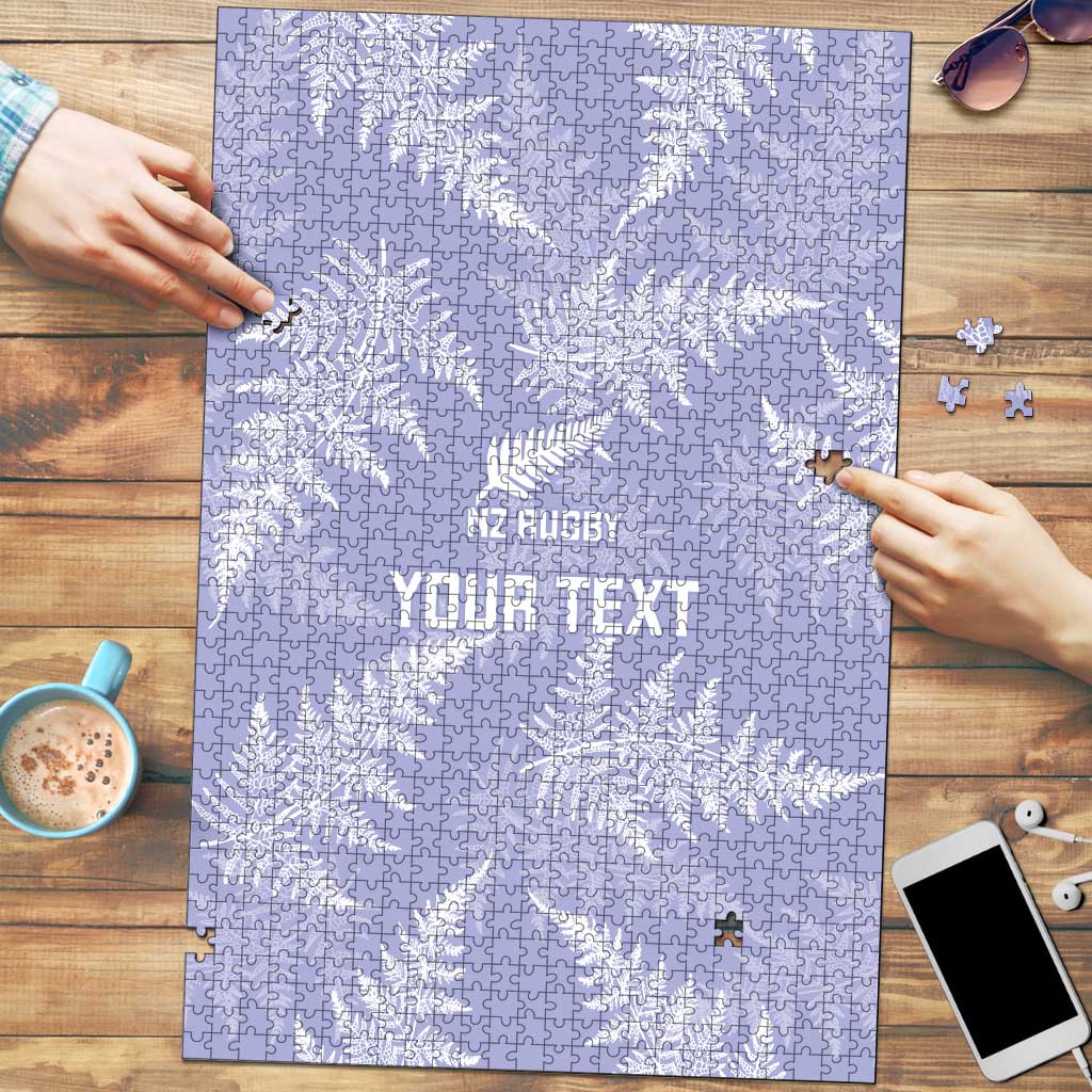 New Zealand Silver Fern Rugby Custom Puzzle Go Aotearoa Champions Purple Version - Polynesian Pride