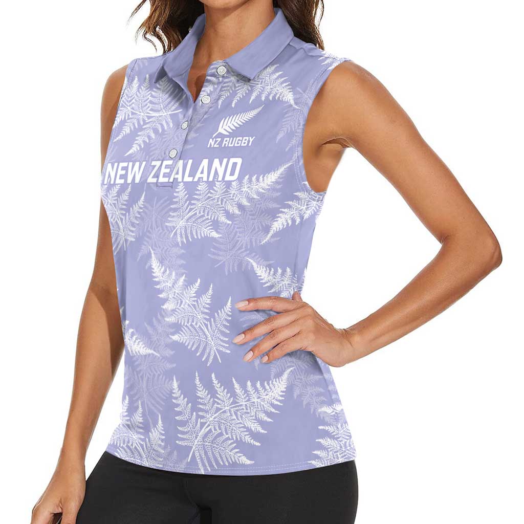 New Zealand Silver Fern Rugby Custom Women Sleeveless Polo Shirt Go Aotearoa Champions Purple Version LT14 - Polynesian Pride