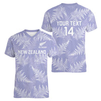 New Zealand Silver Fern Rugby Custom Women V-Neck T-Shirt Go Aotearoa Champions Purple Version LT14 - Polynesian Pride